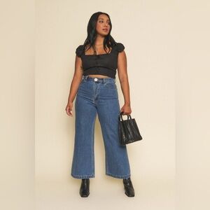 Whimsy + Row Flora Pant in Dark Denim Wide Leg High Rise Jeans [Like New]